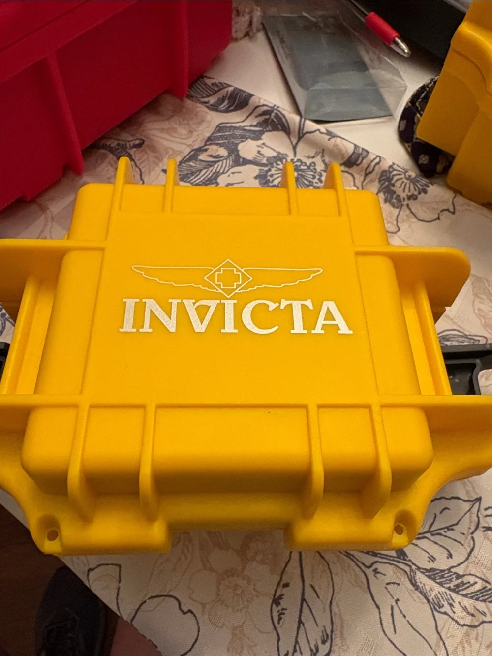 Invicta Mens Gold-Tone Case with Brown Leather Strap Watch